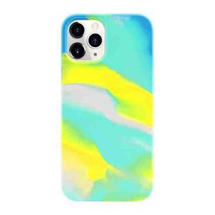 For iPhone 12 Pro Max Liquid Silicone Watercolor Protective Case, Fixed Color, Random Shape(Blue Yellow)