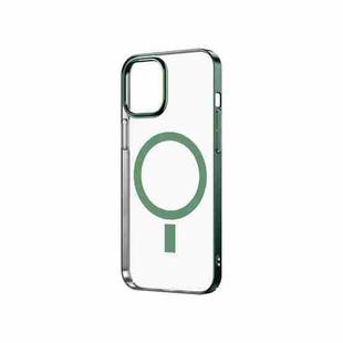 For iPhone 12 Magsafe Magnetic PC Electroplating Transparent Protective Cover(Green)