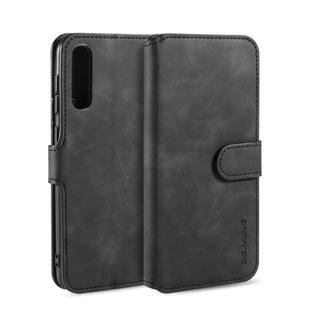 For Galaxy A30s / A50s DG.MING Retro Oil Side Horizontal Flip Case with Holder & Card Slots & Wallet(Black)