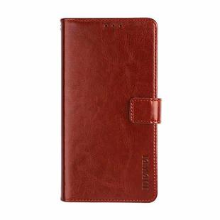 For OnePlus 9 idewei Crazy Horse Texture Horizontal Flip Leather Case with Holder & Card Slots & Wallet(Brown)