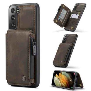 For Samsung Galaxy S21 5G CaseMe C20 Multifunctional PC + TPU Protective Case with Holder & Card Slot & Wallet(Dark Coffee)