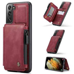 For Samsung Galaxy S21+ 5G CaseMe C20 Multifunctional PC + TPU Protective Case with Holder & Card Slot & Wallet(Dark Red)