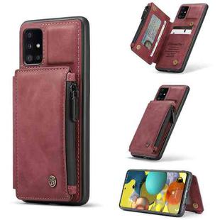 For Samsung Galaxy A51 4G CaseMe C20 Multifunctional PC + TPU Protective Case with Holder & Card Slot & Wallet(Dark Red)