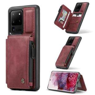 For Samsung Galaxy S20 Ultra CaseMe C20 Multifunctional PC + TPU Protective Case with Holder & Card Slot & Wallet(Dark Red)