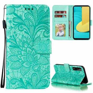 For LG Stylo 7 5G Lace Flower Embossing Pattern Horizontal Flip Leather Case with Holder & Card Slots & Wallet & Photo Frame(Green)