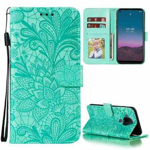 For Nokia 5.4 Lace Flower Embossing Pattern Horizontal Flip Leather Case with Holder & Card Slots & Wallet & Photo Frame(Green)