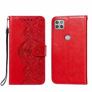 For Motorola Moto G 5G Flower Vine Embossing Pattern Horizontal Flip Leather Case with Card Slot & Holder & Wallet & Lanyard(Red)