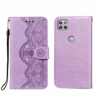 For Motorola Moto G 5G Flower Vine Embossing Pattern Horizontal Flip Leather Case with Card Slot & Holder & Wallet & Lanyard(Purple)