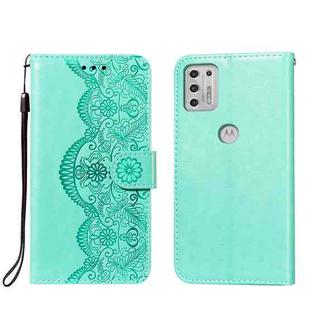 For Motorola Moto G Stylus (2021) Flower Vine Embossing Pattern Horizontal Flip Leather Case with Card Slot & Holder & Wallet & Lanyard(Green)