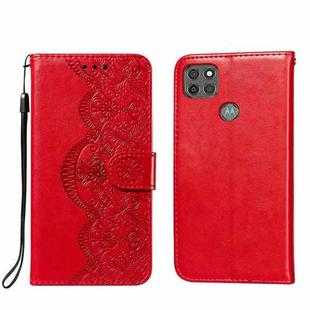 For Motorola Moto G9 Power Flower Vine Embossing Pattern Horizontal Flip Leather Case with Card Slot & Holder & Wallet & Lanyard(Red)