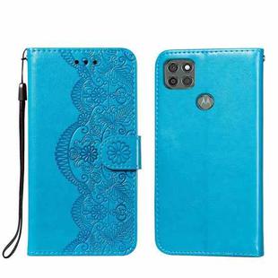 For Motorola Moto G9 Power Flower Vine Embossing Pattern Horizontal Flip Leather Case with Card Slot & Holder & Wallet & Lanyard(Blue)