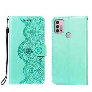 For Motorola Moto G30 Flower Vine Embossing Pattern Horizontal Flip Leather Case with Card Slot & Holder & Wallet & Lanyard(Blue)