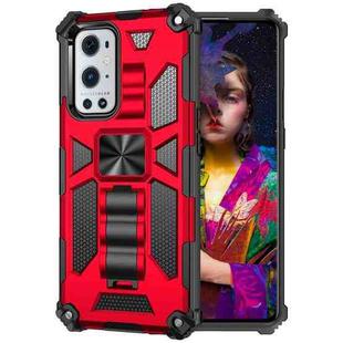 For OnePlus 9 Shockproof TPU + PC Magnetic Protective Case with Holder(Red)