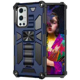 For OnePlus 9 Shockproof TPU + PC Magnetic Protective Case with Holder(Blue)