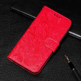 For Xiaomi Redmi Note 10 Pro Lace Flower Embossing Pattern Horizontal Flip Leather Case with Holder & Card Slots & Wallet & Photo Frame(Red)