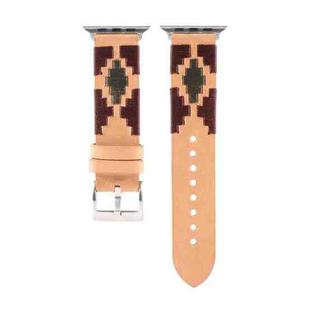 Woven Contrast Leather Watch Band For Apple Watch Ultra 49mm / Series 8&7 45mm / SE 2&6&SE&5&4 44mm / 3&2&1 42mm(Light Brown)