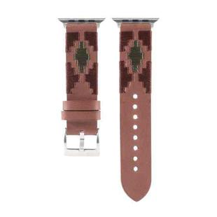 Woven Contrast Leather Watch Band For Apple Watch Ultra 49mm / Series 8&7 45mm / SE 2&6&SE&5&4 44mm / 3&2&1 42mm(Dark Brown)