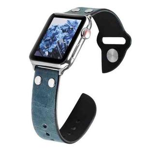 Leather Knife Watch Band For Apple Watch Ultra 49mm / Series 8&7 45mm / SE 2&6&SE&5&4 44mm / 3&2&1 42mm(Navy Blue)