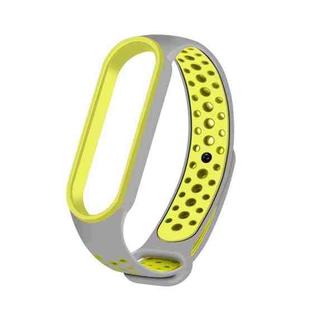 For Xiaomi Mi Band 6 (CA8856) Breathable Silicone Watch Band with Holes(Grey+Yellow)