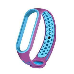 For Xiaomi Mi Band 6 (CA8856) Breathable Silicone Watch Band with Holes(Purple+Blue)