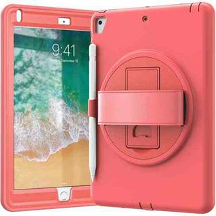 360 Degree Rotation PC+TPU Protective Cover with Holder & Hand Strap & Pen Slot For Apple iPad 9.7 (2018) & (2017) / Pro 9.7 / Air 2 / Air(Coral Orange)