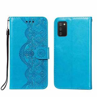 For Xiaomi Redmi 9T Flower Vine Embossing Pattern Horizontal Flip Leather Case with Card Slot & Holder & Wallet & Lanyard(Blue)