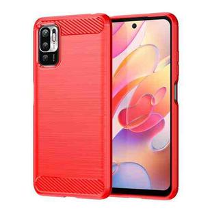 For Xiaomi Redmi Note 10 5G Brushed Texture Carbon Fiber TPU Case(Red)