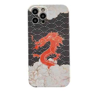 For iPhone 12 Dragon Pattern IMD Protective Cover(White)