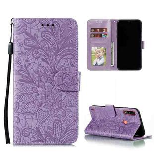 For Motorola Moto E7 Power Lace Flower Embossing Pattern Horizontal Flip Leather Case with Holder & Card Slots & Wallet & Photo Frame(Purple)