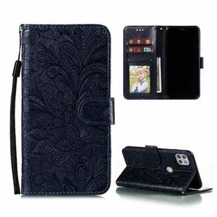 For Motorola Moto G 5G Lace Flower Embossing Pattern Horizontal Flip Leather Case with Holder & Card Slots & Wallet & Photo Frame(Dark Blue)