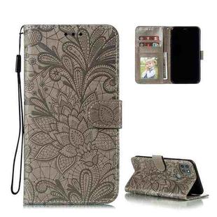 For Motorola Moto G9 Power Lace Flower Embossing Pattern Horizontal Flip Leather Case with Holder & Card Slots & Wallet & Photo Frame(Grey)