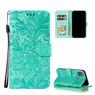 For Motorola Moto G9 Power Lace Flower Embossing Pattern Horizontal Flip Leather Case with Holder & Card Slots & Wallet & Photo Frame(Green)