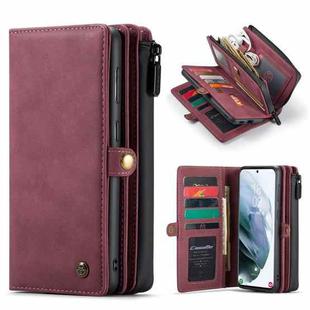 For Samsung Galaxy S21 Ultra 5G CaseMe 018 Detachable Multi-functional Horizontal Flip Leather Case with Card Slot & Holder & Zipper Wallet & Photo Frame(Red)