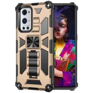 For OnePlus 9 Pro Shockproof TPU + PC Magnetic Protective Case with Holder(Gold)