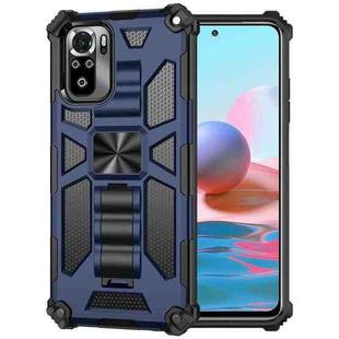For Xiaomi Redmi Note 10 Shockproof TPU + PC Magnetic Protective Case with Holder(Blue)