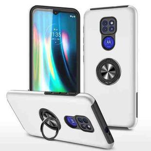 For Motorola Moto G9 / G9 Play PC + TPU Shockproof Magnetic Protective Case with Invisible Ring Holder(Silver)