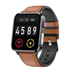 E86 1.7 inch TFT Color Screen IP68 Waterproof Smart Watch, Support Blood Oxygen Monitoring / Body Temperature Monitoring / AI Medical Diagnosis, Style: Leather Strap(Brown)