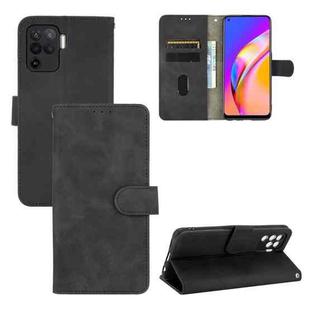 For Oppo A94 Solid Color Skin Feel Magnetic Buckle Horizontal Flip Calf Texture PU Leather Case with Holder & Card Slots & Wallet(Black)