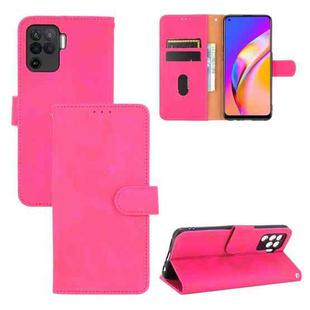 For Oppo A94 Solid Color Skin Feel Magnetic Buckle Horizontal Flip Calf Texture PU Leather Case with Holder & Card Slots & Wallet(Rose Red)