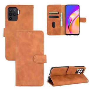 For Oppo A94 Solid Color Skin Feel Magnetic Buckle Horizontal Flip Calf Texture PU Leather Case with Holder & Card Slots & Wallet(Brown)