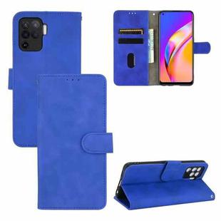 For Oppo F19 Pro Solid Color Skin Feel Magnetic Buckle Horizontal Flip Calf Texture PU Leather Case with Holder & Card Slots & Wallet(Blue)