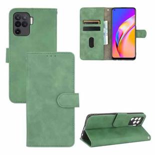 For Oppo Reno5 F Solid Color Skin Feel Magnetic Buckle Horizontal Flip Calf Texture PU Leather Case with Holder & Card Slots & Wallet(Green)