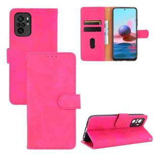 For Xiaomi Redmi Note 10S Solid Color Skin Feel Magnetic Buckle Horizontal Flip Calf Texture PU Leather Case with Holder & Card Slots & Wallet(Rose Red)