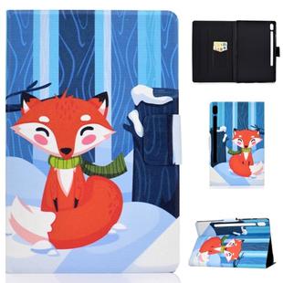 For Galaxy Tab S6 T860 / T865 Colored Drawing Horizontal Flip Leather Case with Holder & Card Slots & Sleep / Wake-up Function(Red Fox)