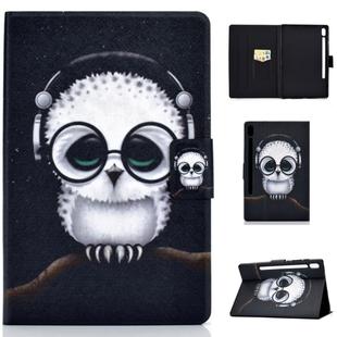 For Galaxy Tab S6 T860 / T865 Colored Drawing Horizontal Flip Leather Case with Holder & Card Slots & Sleep / Wake-up Function(White Owl)