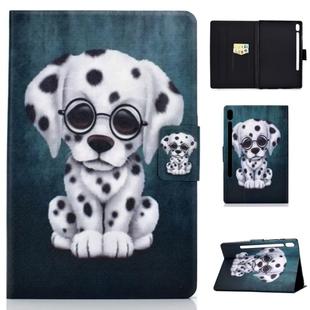 For Galaxy Tab S6 T860 / T865 Colored Drawing Horizontal Flip Leather Case with Holder & Card Slots & Sleep / Wake-up Function(Speckled Dog)