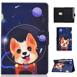 For Galaxy Tab S6 T860 / T865 Colored Drawing Horizontal Flip Leather Case with Holder & Card Slots & Sleep / Wake-up Function(Space Dog)