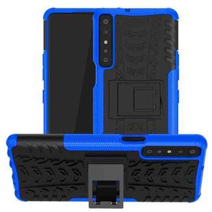 For LG Stylo 7 4G Tire Texture Shockproof TPU+PC Protective Case with Holder(Blue)