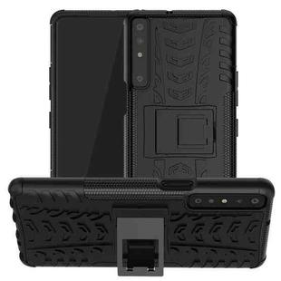 For LG Stylo 7 4G Tire Texture Shockproof TPU+PC Protective Case with Holder(Black)