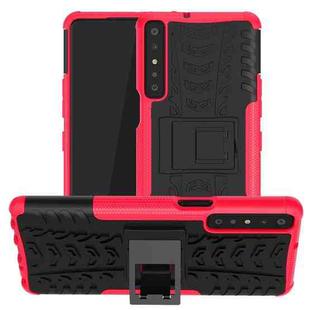 For LG Stylo 7 4G Tire Texture Shockproof TPU+PC Protective Case with Holder(Pink)